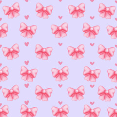 Canvas Print - seamless pattern with pink hearts