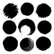 © Valeriia - Abstract black brush stroke circles with creative designs, bold patterns, and elements