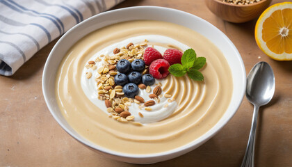 creamy honey dessert smoothie bowl perfect for a healthy breakfast