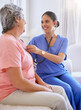 © N Hiraman/peopleimages.com - Nurse, woman and stethoscope in senior home, nursing and caregiver with patient for healthcare in living room. Check up, appointment and listen for chest problem, medical employee and wellness help