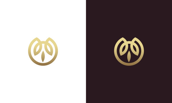 letter m abstract gold colored monogram logo design vector