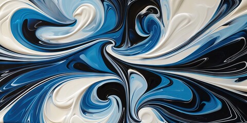 Wall Mural - blue black white swirl -