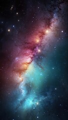 Wall Mural - Space background with realistic nebula and shining stars. Colorful cosmos with stardust and milky way. Magic color galaxy. Infinite universe and starry night. Vector illustration