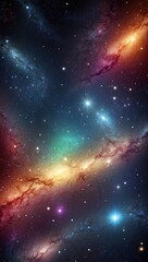 Wall Mural - Space background with realistic nebula and shining stars. Colorful cosmos with stardust and milky way. Magic color galaxy. Infinite universe and starry night. Vector illustration