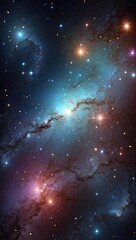 Wall Mural - Space background with realistic nebula and shining stars. Colorful cosmos with stardust and milky way. Magic color galaxy. Infinite universe and starry night. Vector illustration