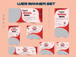 © Md Younus Ali - Branding and marketing agency web set banner design, of different sizes with diagonal red elements and a place for photos.