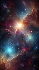 Wall Mural - Space background with realistic nebula and shining stars. Colorful cosmos with stardust and milky way. Magic color galaxy. Infinite universe and starry night. Vector illustration