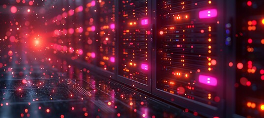 closeup of virtual server connections within the cloud showing detailed data streams and holographic interfaces Macro Photography and RealTime Eye AF highlight the intricate digital details