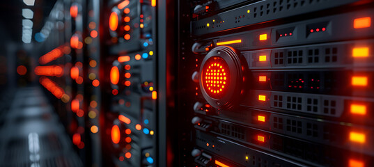 closeup of virtual server connections within the cloud showing detailed data streams and holographic interfaces Macro Photography and RealTime Eye AF highlight the intricate digital details