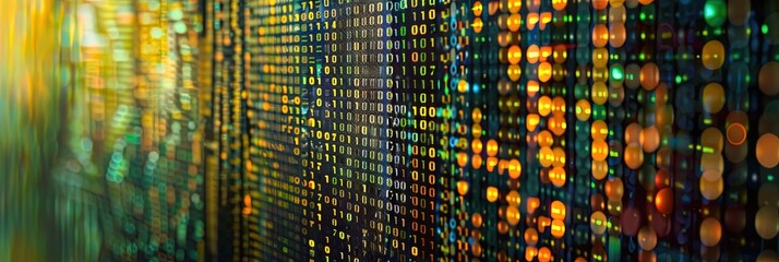 glowing binary code on digital UX screen