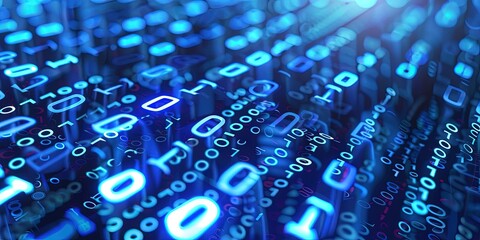 glowing binary code on digital UX screen