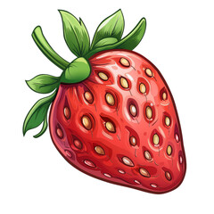 Wall Mural - A red strawberry with a green leaf on top