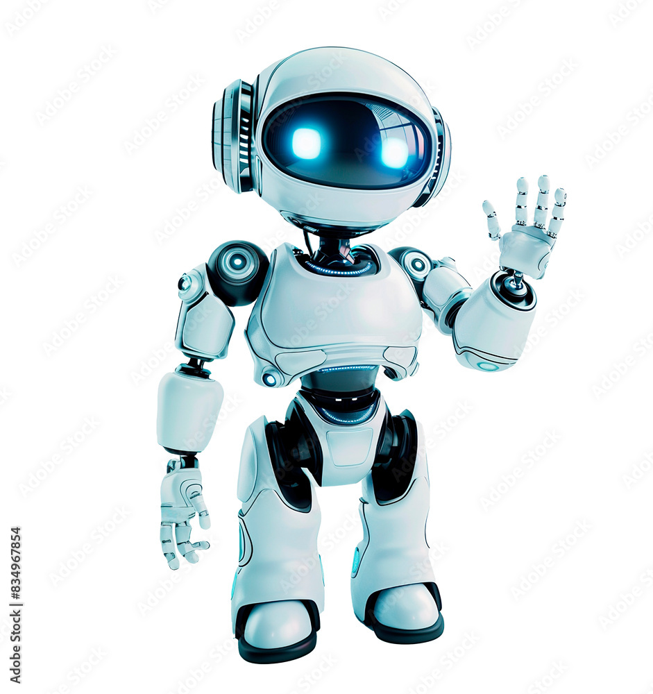 Smart small white robot chat bot on a transparent background ...
