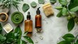 © MochSjamsul - Natural cosmetics for face and body skin care on a light background. Facial care, cosmetology