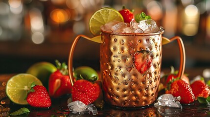 Wall Mural - A classic Moscow mule in a copper mug.