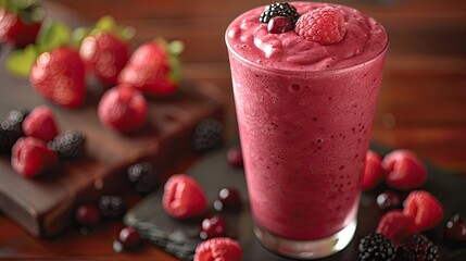 Wall Mural - A creamy almond and berry smoothie.