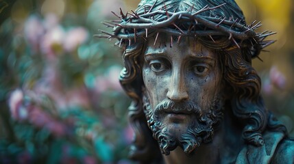 Canvas Print - A serene depiction of Jesus Christ crowned with thorns.