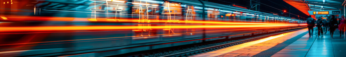 Wall Mural - A train is shown in motion with a blurred background