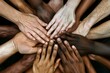 © Jennie Pavl - A powerful image depicting a group of diverse hands coming together in unity, symbolizing strength, collaboration, and inclusivity.