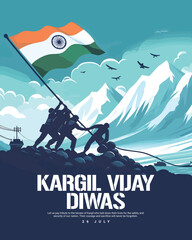 Wall Mural - Kargil Vijay Diwas 26th July India Celebration Social Media Post Template Banner, Indian army, Festival, Indians, Independence day,