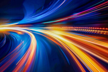 Wall Mural - a colorful, blurry of a highway with a bright blue line