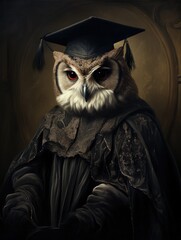 Wall Mural - Dark Academia: Scholarly Owl