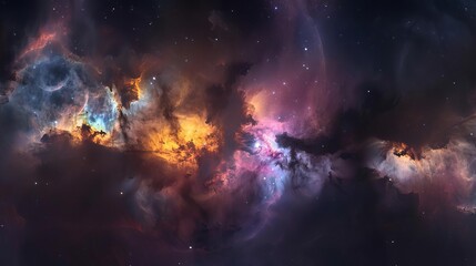 Wall Mural - 360 degree equirectangular panorama of colorful nebula and galaxy in deep space hdri environment map