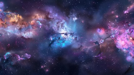 Wall Mural - 360 degree equirectangular panorama of colorful nebula and galaxy in deep space hdri environment map