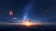 © Bijac - beautiful dark blue sky with milky way and stars at sunset seamless hdri panorama for game development