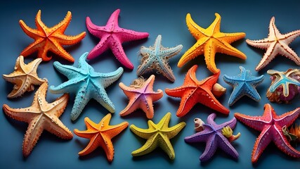 Wall Mural - Set of colorful starfish