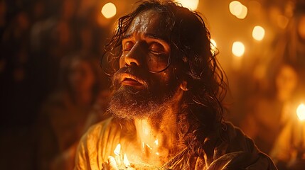 Poster - An image of Jesus Christ with a heart of light.