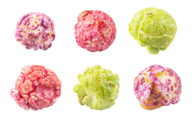 Sticker - Colored fruity popcorn isolated on white background