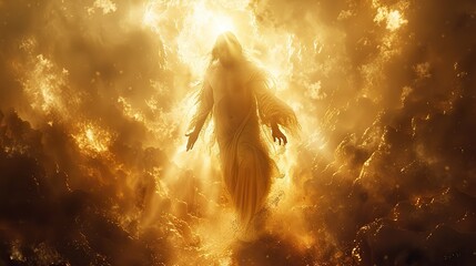 Wall Mural - An image of Jesus Christ, light radiating from his form.