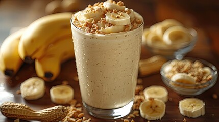 Wall Mural - A creamy peanut butter banana smoothie.