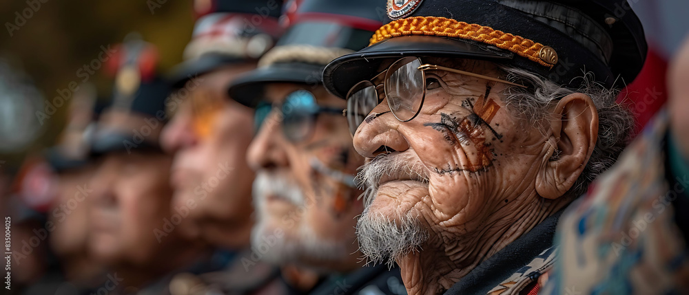 group of veterans saluting the flag during a Memorial Day ceremony with ...
