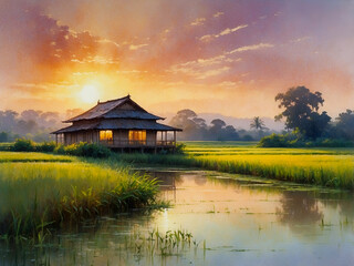 Wall Mural - pavilion at sunset