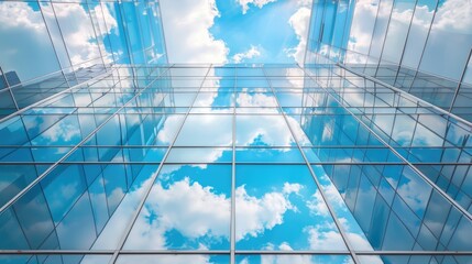 Wall Mural - reflection of the sky and clouds on mirrored windows of a contemporary building