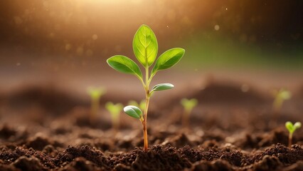 Seedlings Emerging from Rich Soil: A Symbol of New Life and Ecology
