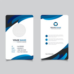 Wall Mural - Simple Clean Blue Id Card Design, Modern Professional Identity Card Template Vector Design