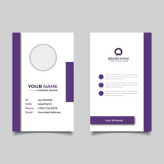 Wall Mural - Simple Clean Purple Id Card Design, Modern Professional Identity Card Template Vector Design