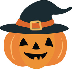 Wall Mural - halloween pumpkin with hat