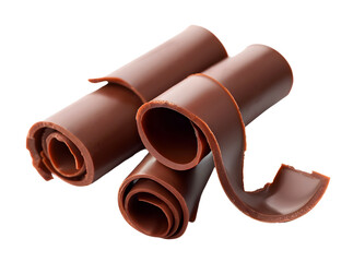 Aufkleber - Chocolate Curls isolated on transparent background, sweet food concept, realistic illustration, generative ai