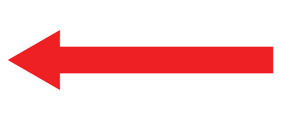 left arrow icon. red arrow to the left / vector, isolated on white background. red large forward or 