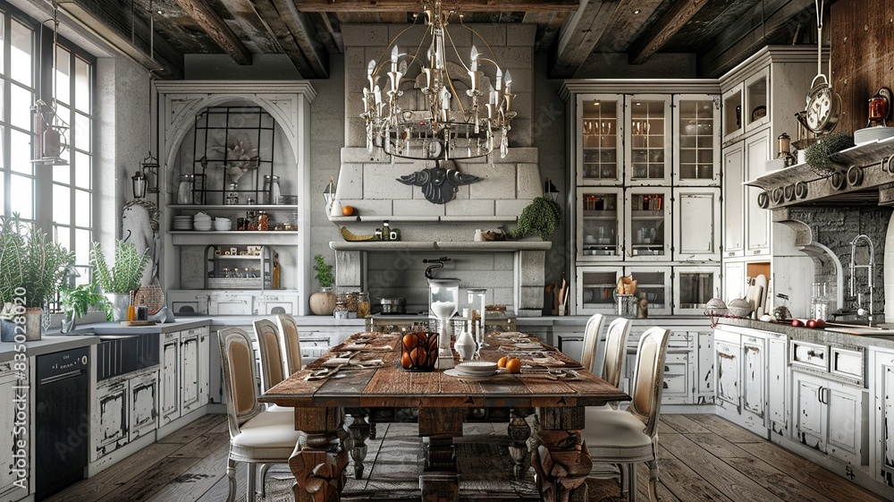 Immerse yourself in the timeless beauty of a classic European kitchen ...