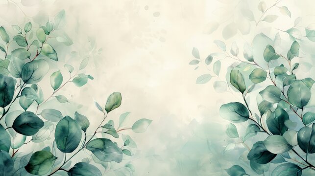 Botanical Watercolor: Capture a background featuring delicate botanical elements painted in watercolor, with soft, flowing colors and natural details.