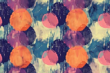 Wall Mural - Vibrant abstract watercolor pattern featuring bold, colorful circles and brushstrokes, perfect for modern backgrounds or artistic prints.