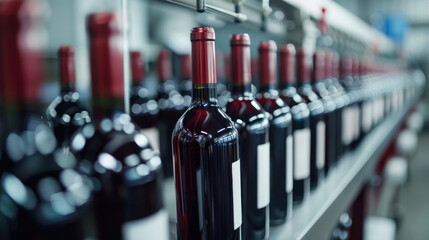 Wall Mural - Red Wine Bottling Process in Clean Factory