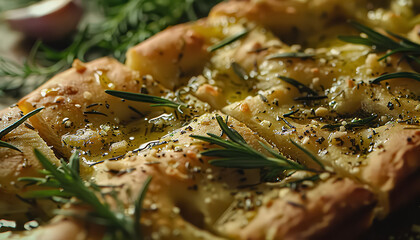 Wall Mural - A pizza with herbs and cheese on top