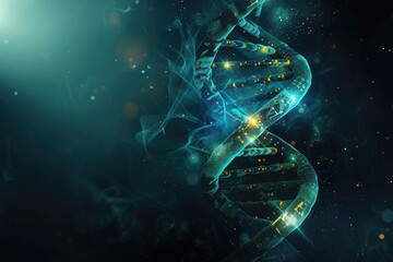 Poster - a blue dna strand is shown in this image, Abstract representations of encrypted data