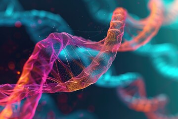 Poster - a blue dna strand is shown in this image, Abstract representations of encrypted data